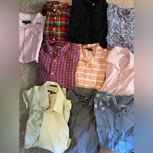 Medium Bundle Lot of 10 Dress Shirts Short sleeve long sleeve button up M